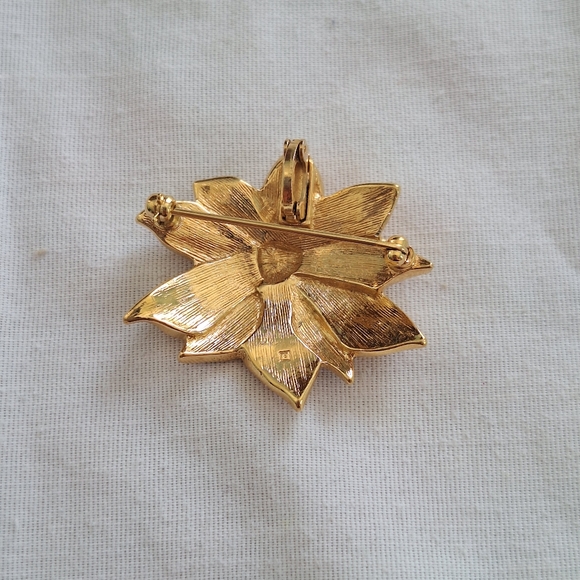 Glittery Yellow Enamel Sunflower Pendant Brooch - Picture 2 of 3